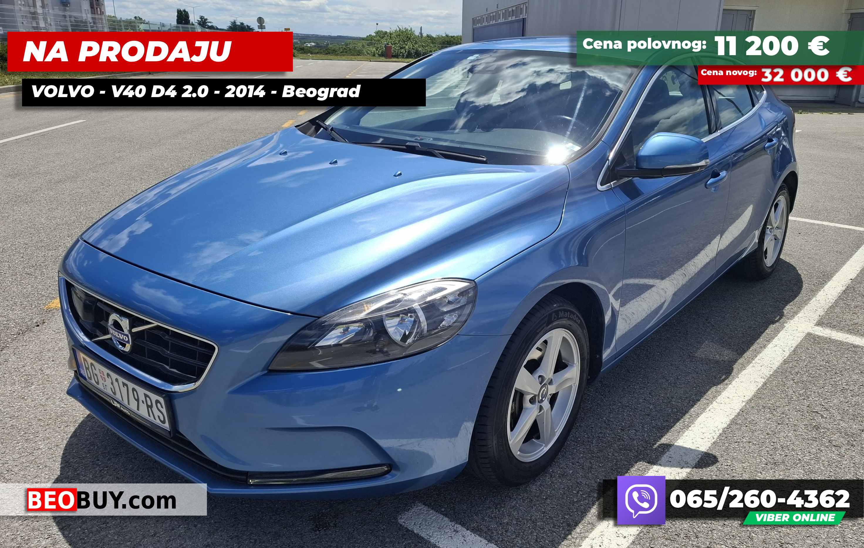 NA PRODAJU - Volvo - 2014 - Dizel V40 D4 2.0 - Plava metalic - Beograd - Registrovan -Top stanje fenomenalno ocuvan - Beograd Srbija - Prodaje vlasnik sa Cukarice - Zarkovo - Makiske Terase