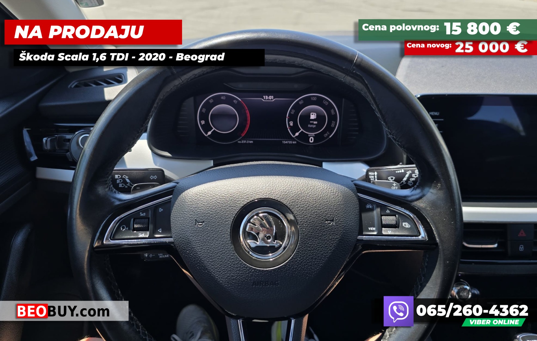 Beobuy - Mali oglasi - Na prodaju - Prodajem - Cena - NA PRODAJU - Skoda Scala - 1.6 TDI dizel - Automatic - Full oprema - Registrovan -Top stanje fenomenalno